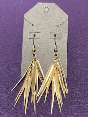 Awesome Gold Spike Cluster Drop Earrings - Women Jewelry